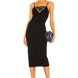 Weekend Stories Revolve Lux Ribbed Dress With Lace Black Midi Fwrd